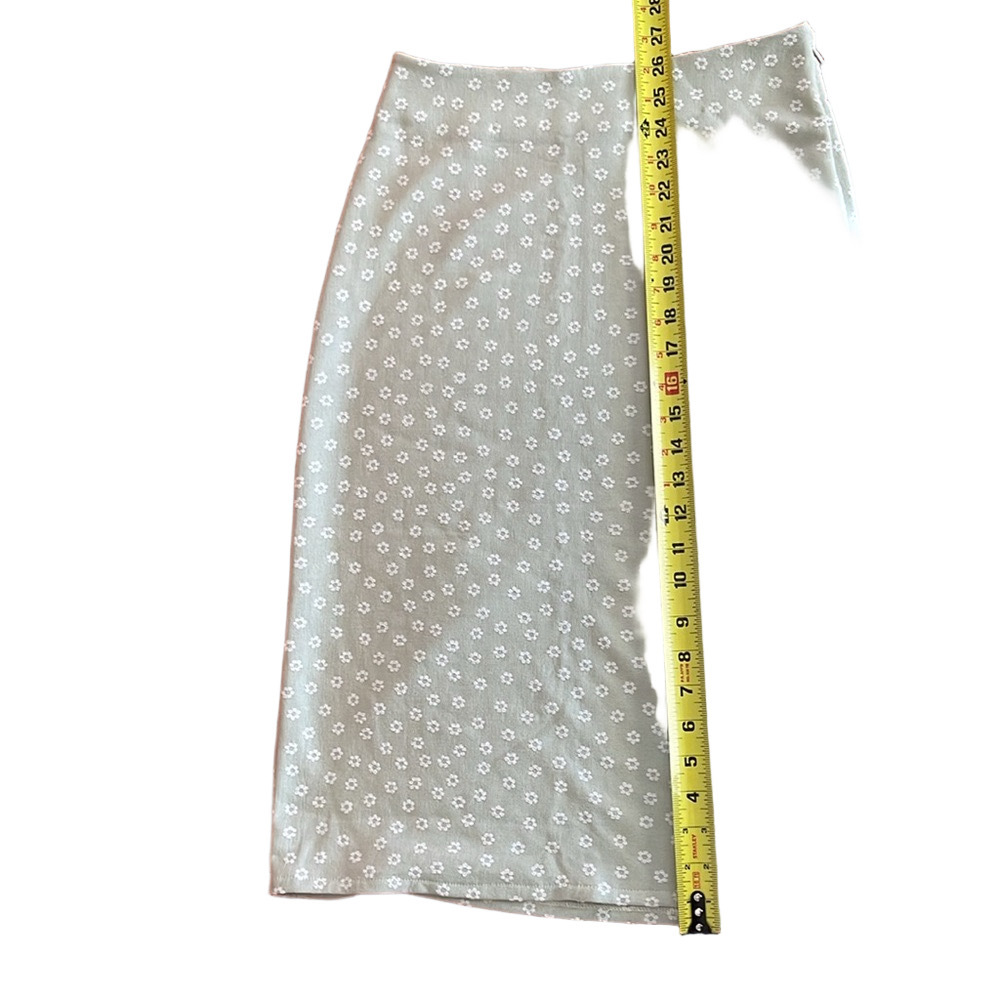 NWOT Montce Jade Print Light Sage Floral Pencil Skirt - S - Picture 7 of 7